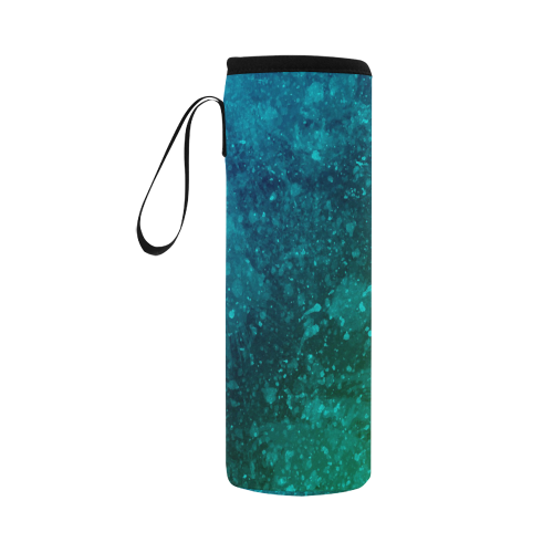 Blue and Green Abstract Neoprene Water Bottle Pouch/Large