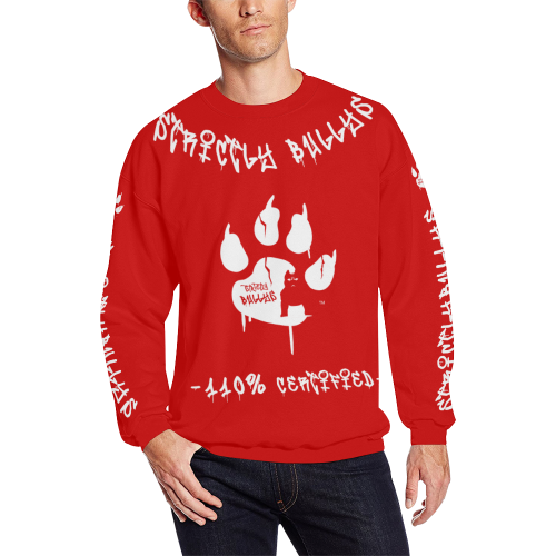 STRICTLY BULLYS CREW NECK RED All Over Print Crewneck Sweatshirt for Men/Large (Model H18)