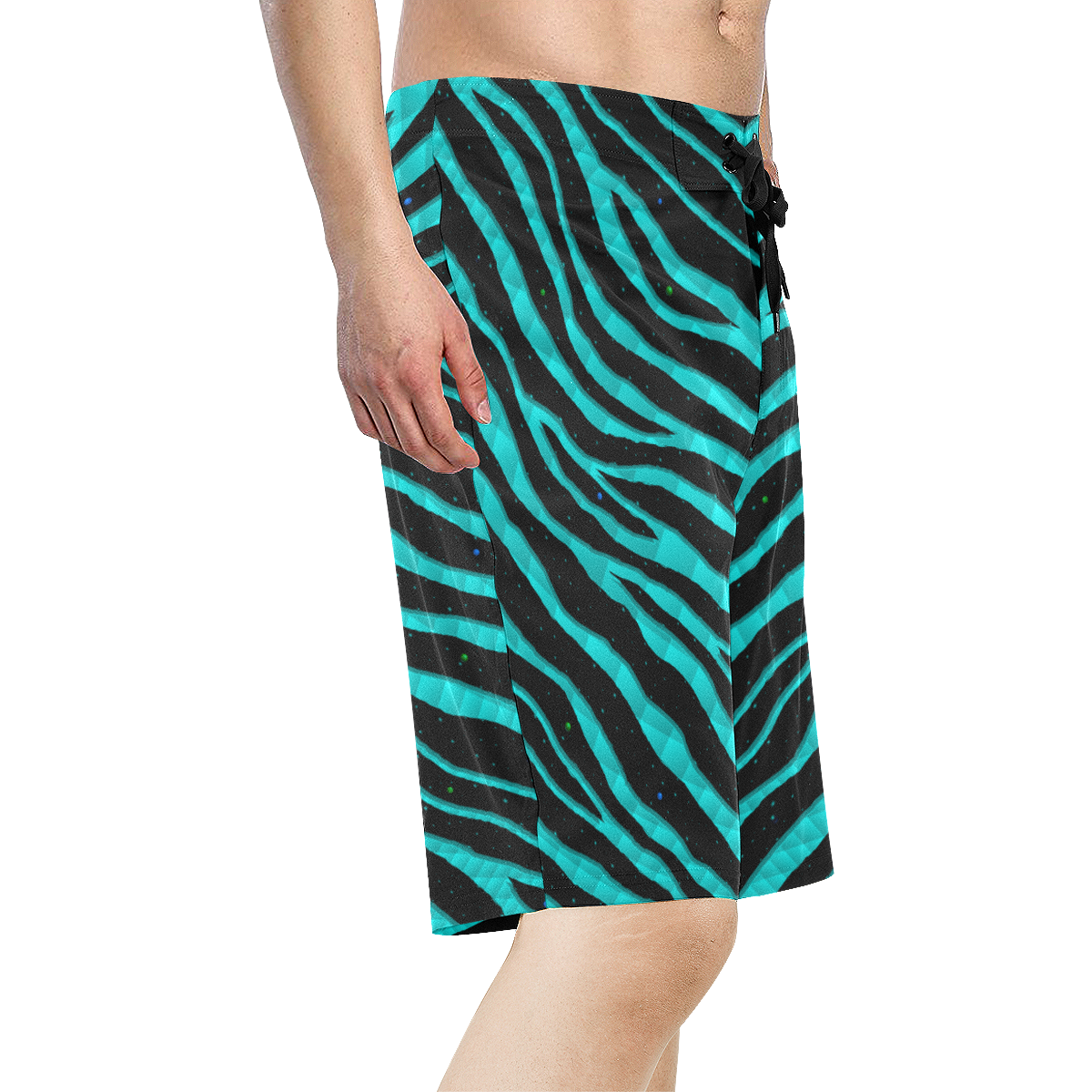 Ripped SpaceTime Stripes - Cyan Men's All Over Print Board Shorts (Model L16)