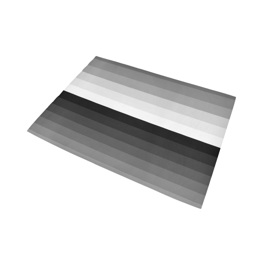 White, black, gray multicolored stripes Area Rug7'x5'
