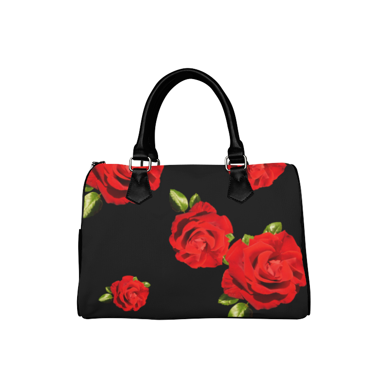 Fairlings Delight's Black Luxury Collection- Red Rose Handbag 53086 Boston Handbag (Model 1621)