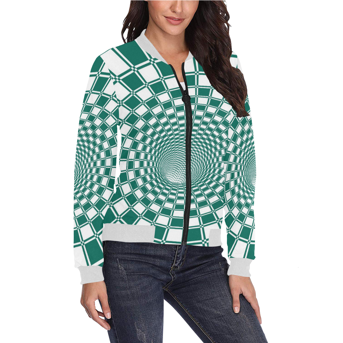 CHECKERBOARD 423 All Over Print Bomber Jacket for Women (Model H36)