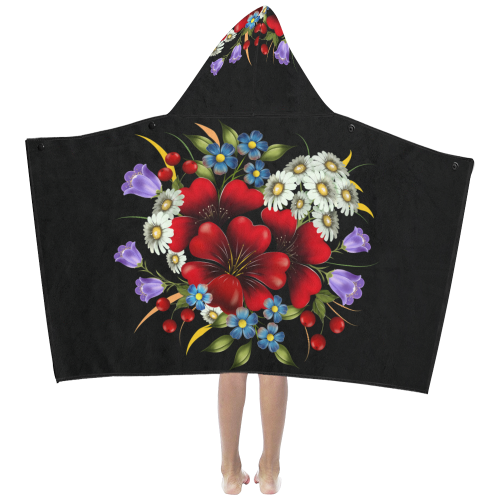 Bouquet Of Flowers Kids' Hooded Bath Towels