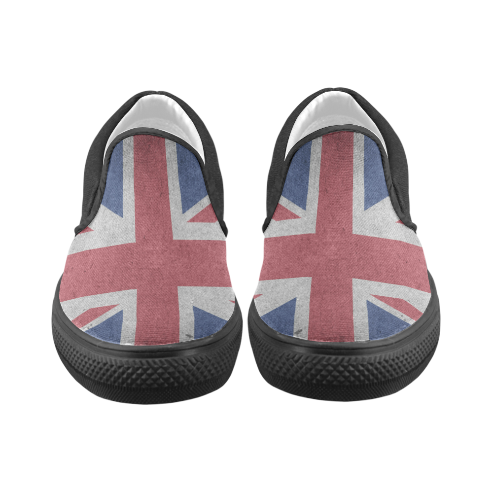 United Kingdom Union Jack Flag - Grunge 1 Men's Unusual Slip-on Canvas Shoes (Model 019)