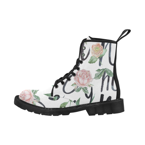 Floral Caligraphy Martin Boots for Women (Black) (Model 1203H)