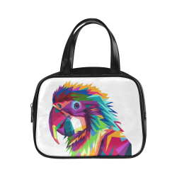Rainbow Parrot Leather Top Handle Handbag (Model 1662)