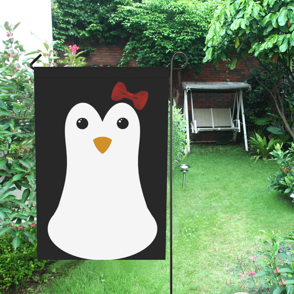 Penguin Kawaii Style Girl Garden Flag 12‘’x18‘’（Without Flagpole）