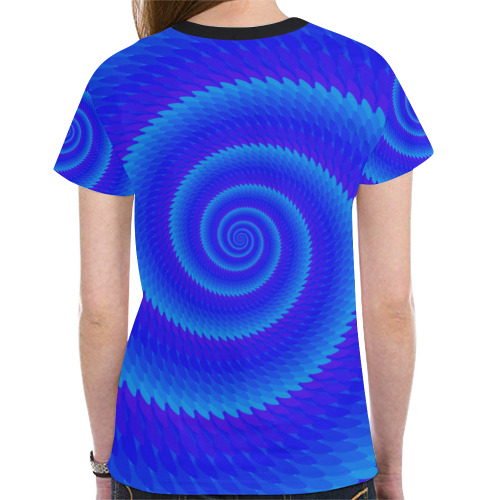 Royal blue spiral wave New All Over Print T-shirt for Women (Model T45)