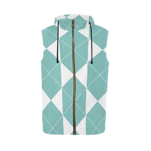 Abstract geometric pattern - blue and white. All Over Print Sleeveless Zip Up Hoodie for Men (Model H16)