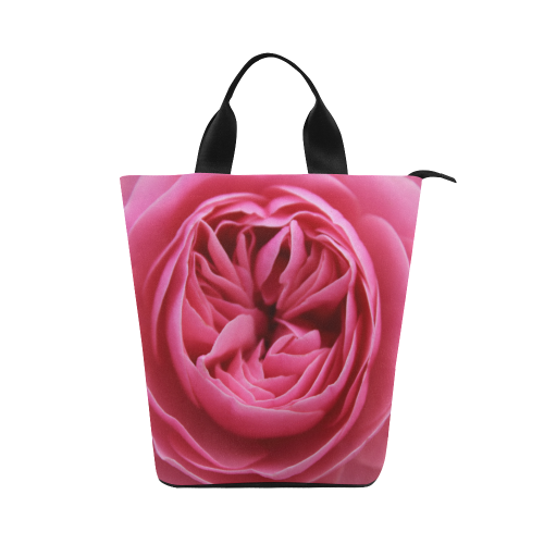 Rose Fleur Macro Nylon Lunch Tote Bag (Model 1670)