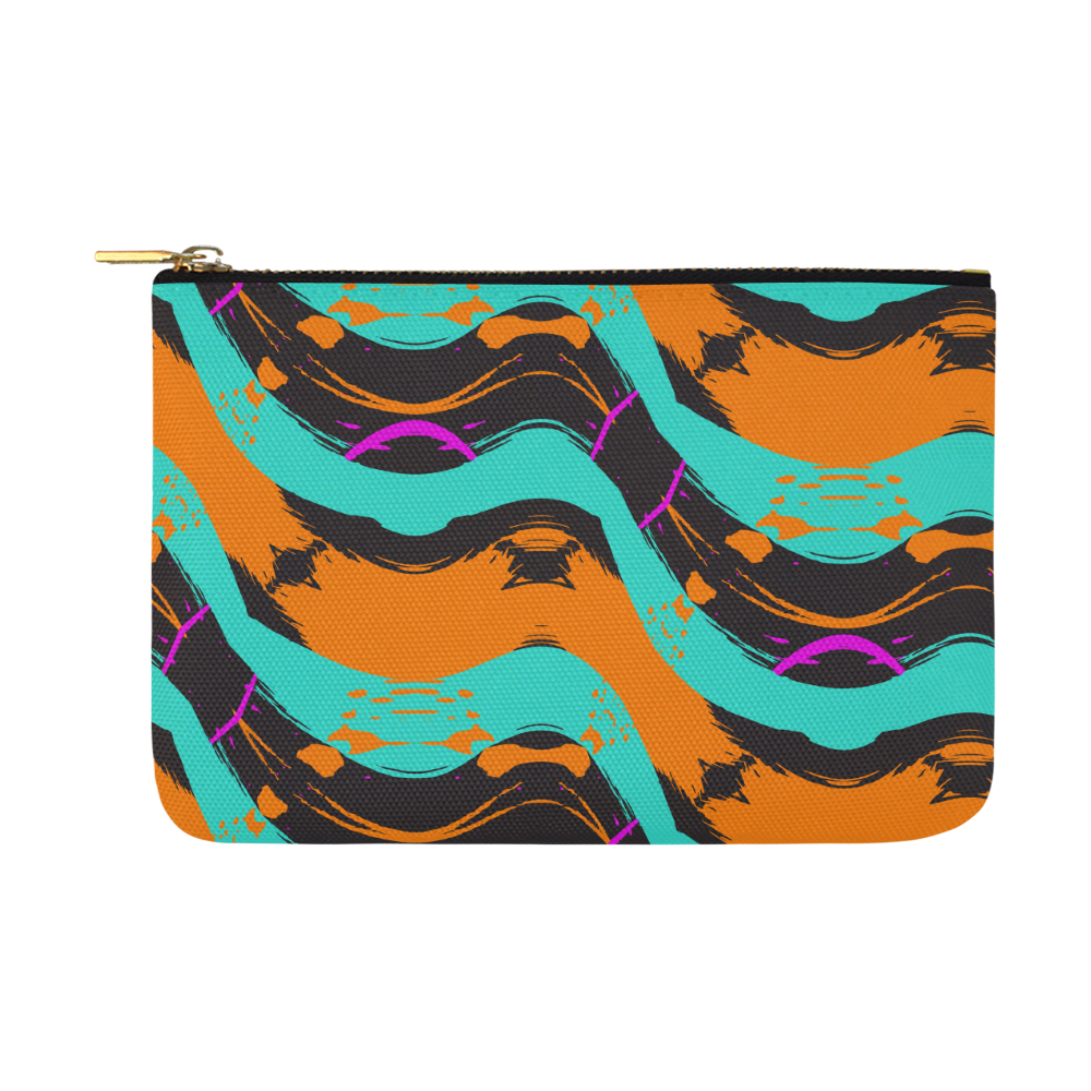 Blue orange black waves Carry-All Pouch 12.5''x8.5''