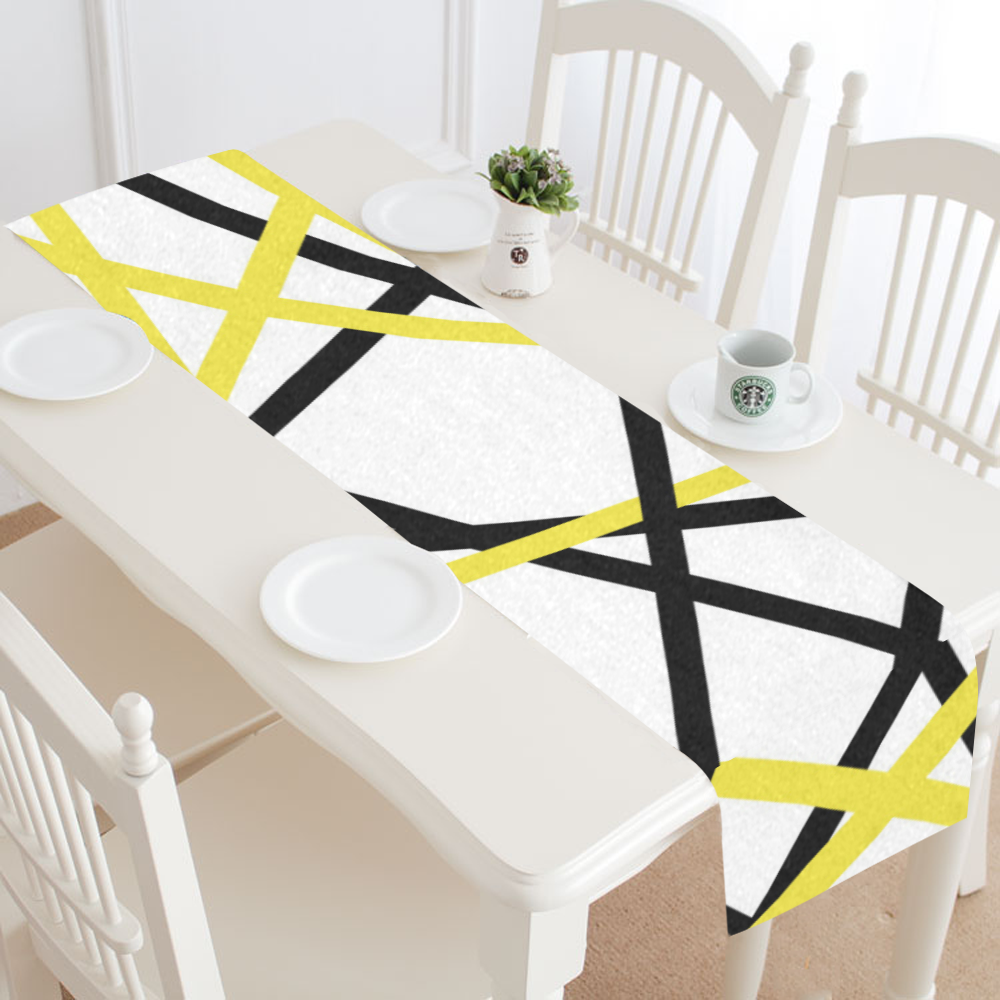 Black and yellow stripes Table Runner 16x72 inch