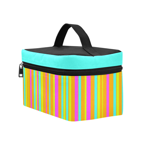 Neon Stripes Tangerine Turquoise Yellow Pink Cosmetic Bag/Large (Model 1658)
