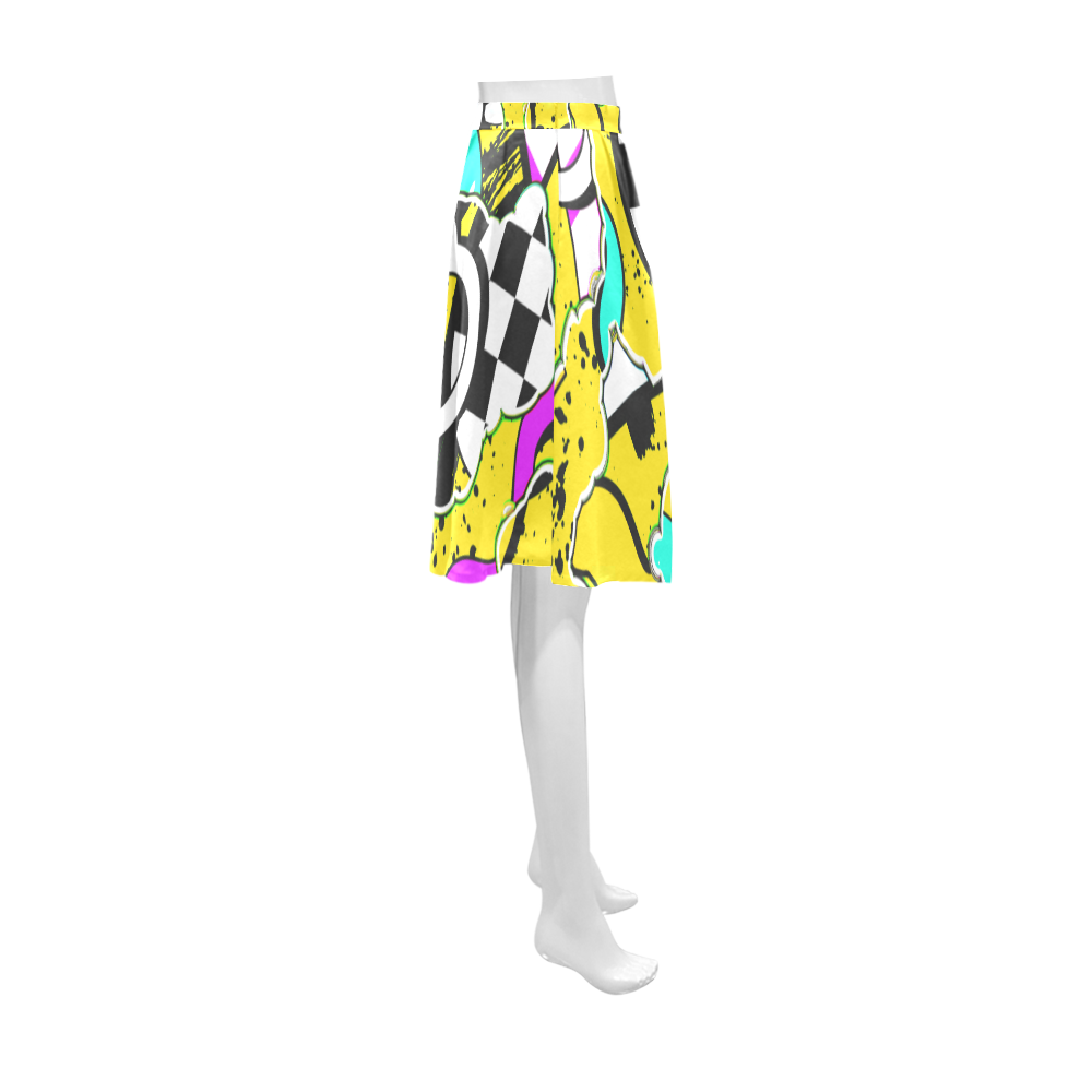 Shapes on a yellow background Athena Women's Short Skirt (Model D15)