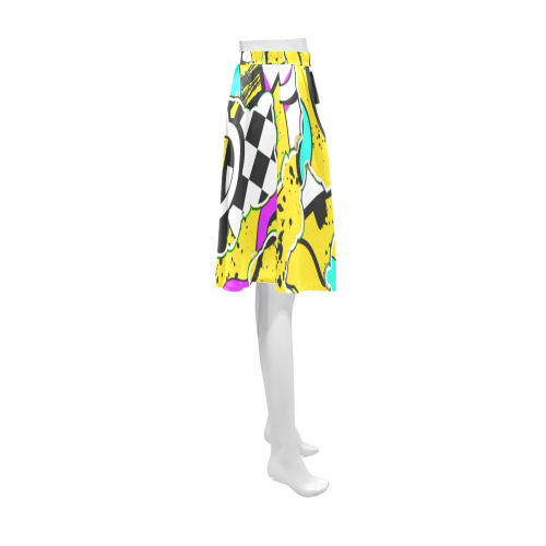 Shapes on a yellow background Athena Women's Short Skirt (Model D15)