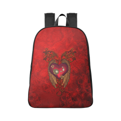 Beautiful heart, wings, clocks and gears Fabric School Backpack (Model 1682) (Large)