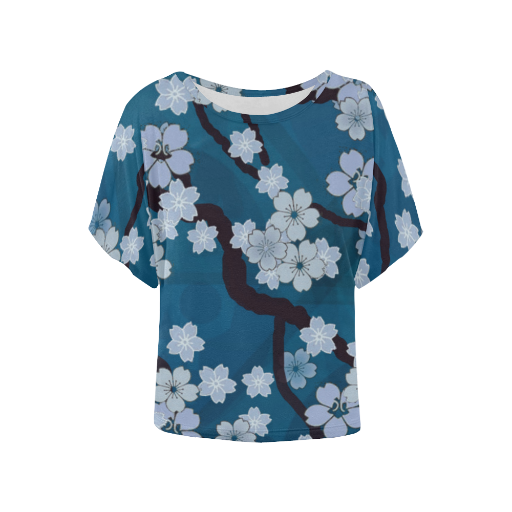 Sakura Breeze Night Blossoms Women's Batwing-Sleeved Blouse T shirt (Model T44)