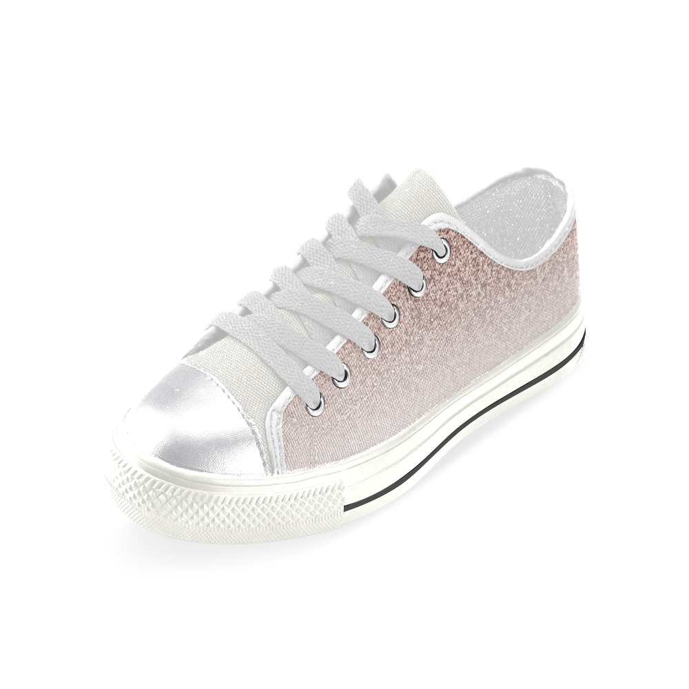 Rose Gold Glitter Pink White Ombre Canvas Women's Shoes/Large Size (Model 018)