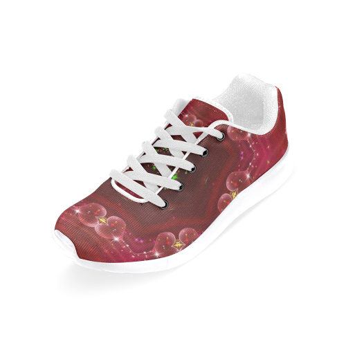Love and Romance Glittering Ruby and Diamond Heart Women’s Running Shoes (Model 020)