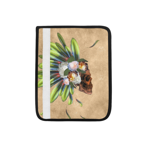 Amazing skull with feathers and flowers Car Seat Belt Cover 7''x8.5''