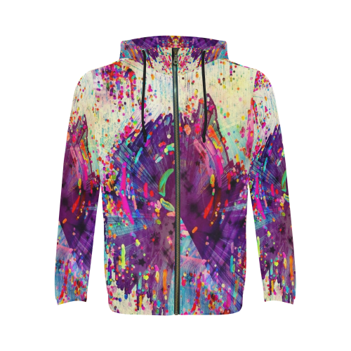 Paint Popart by Nico Bielow All Over Print Full Zip Hoodie for Men/Large Size (Model H14)