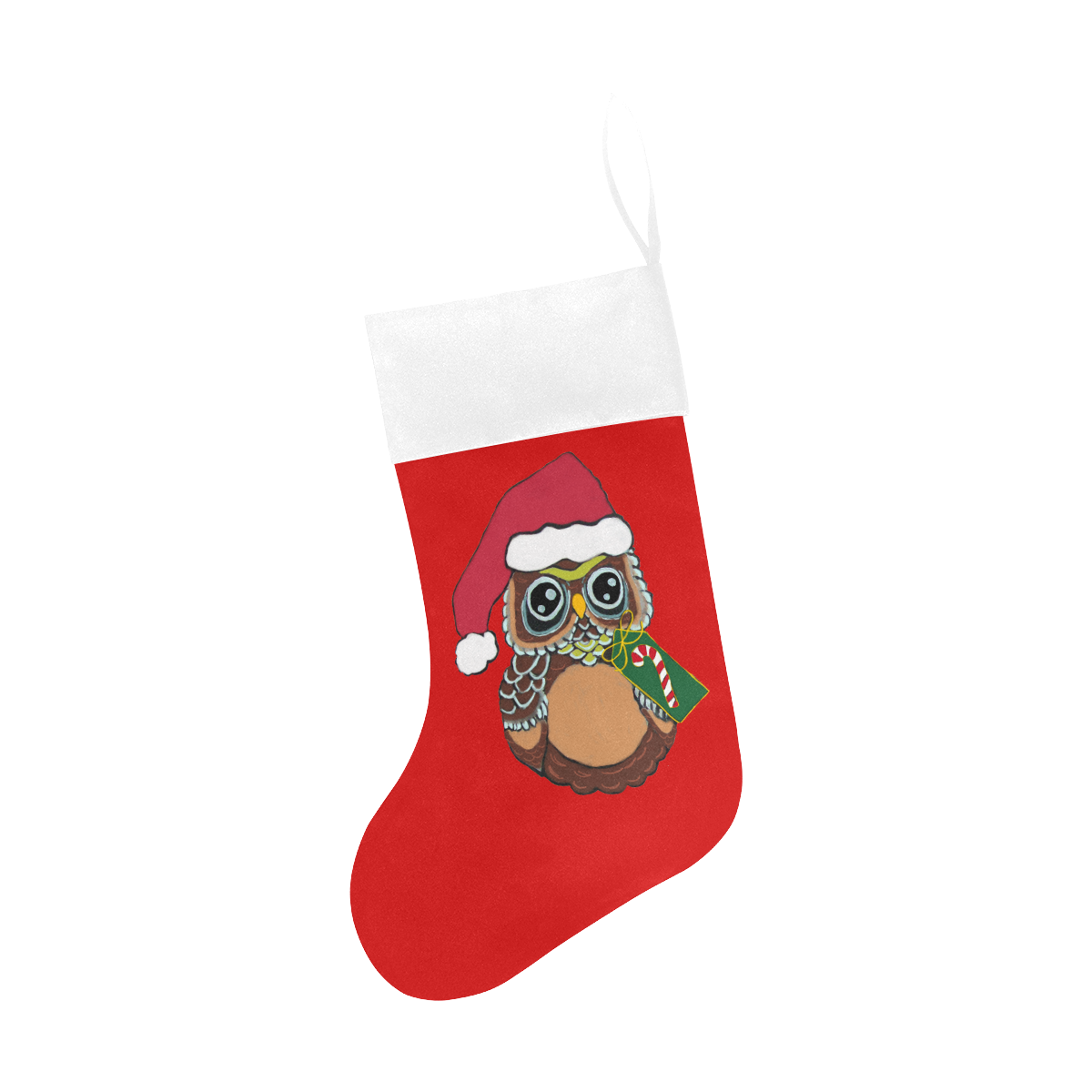 Christmas Owl Red/White Christmas Stocking