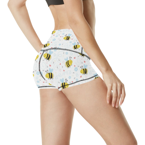 Cute Bee Pattern Women's All Over Print Yoga Shorts (Model L17)