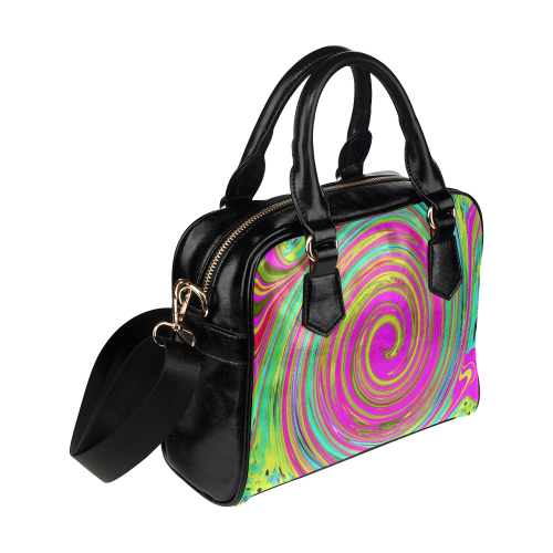 Groovy Abstract Pink Swirl Shoulder Handbag (Model 1634)