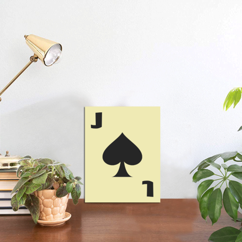 Playing Card Jack of Spades on Yellow Photo Panel for Tabletop Display 6"x8"