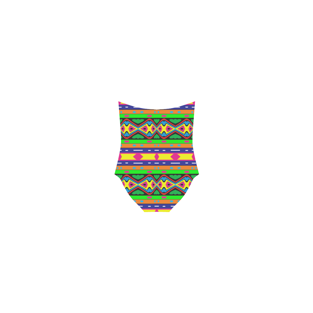 Distorted colorful shapes and stripes Strap Swimsuit ( Model S05)
