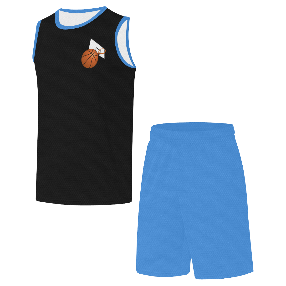 Basketball And Basketball Hoop Blue and Black All Over Print Basketball Uniform