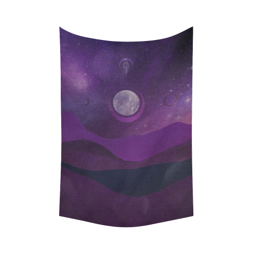 Purple Moon Night Cotton Linen Wall Tapestry 60"x 90"
