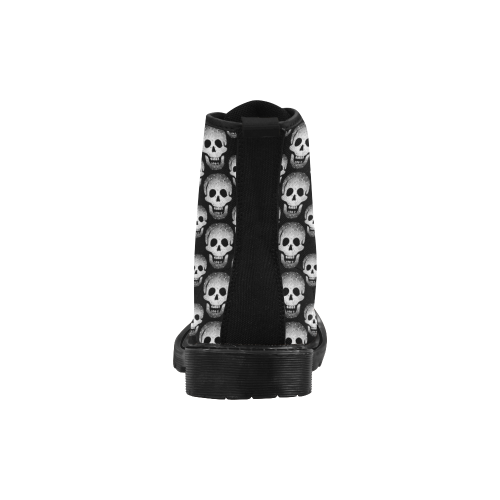 Silver Grey with Skulls Halloween Cheeky Witch Martin Boots for Women (Black) (Model 1203H)