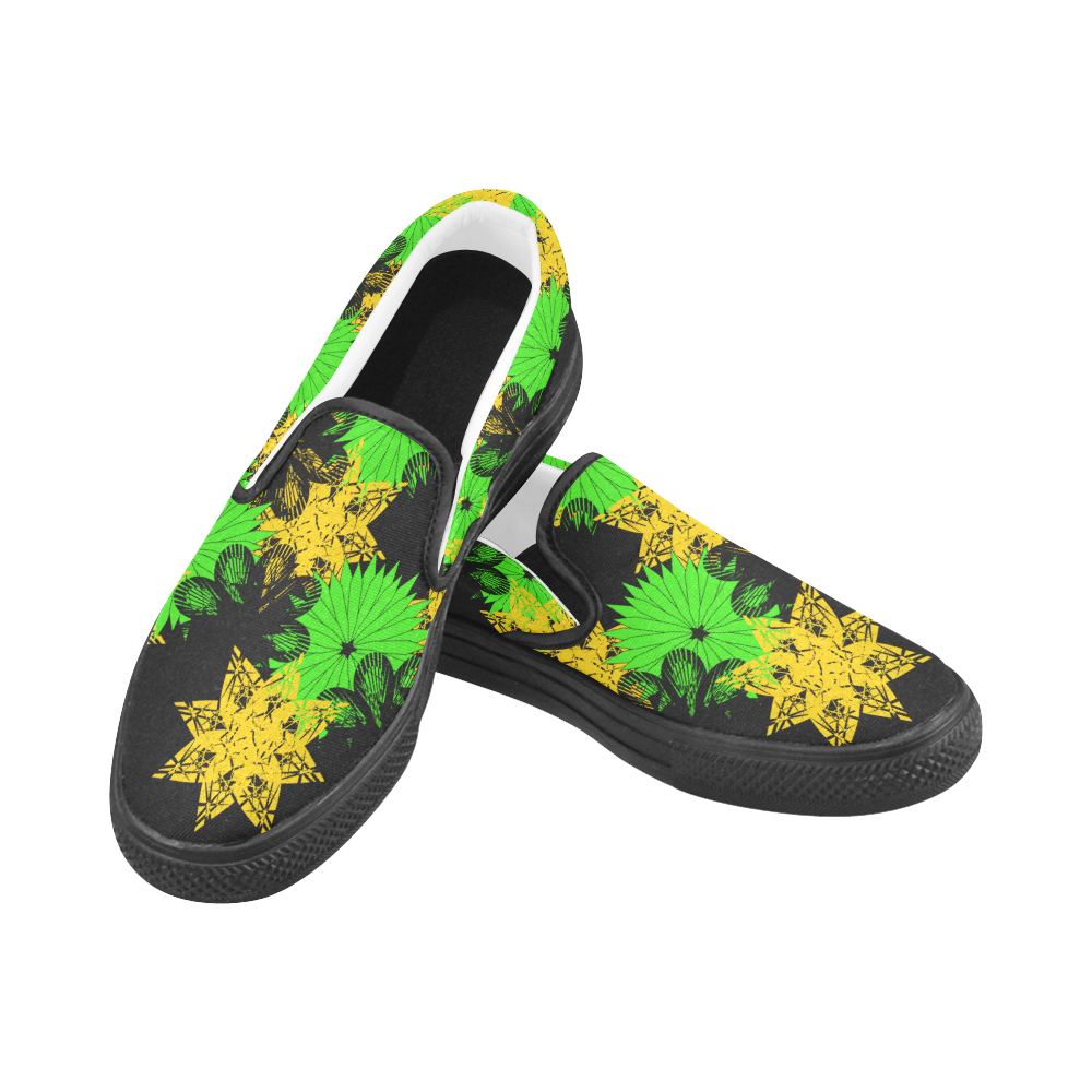 abstract bouquet Women's Slip-on Canvas Shoes (Model 019)