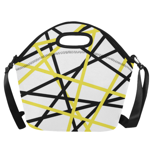 Black and yellow stripes Neoprene Lunch Bag/Large (Model 1669)