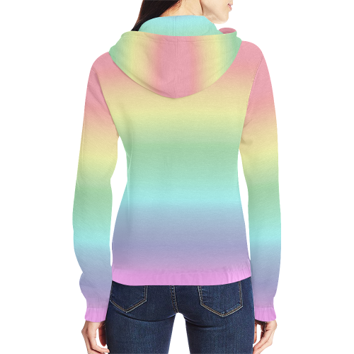 Pastel Rainbow All Over Print Full Zip Hoodie for Women (Model H14)