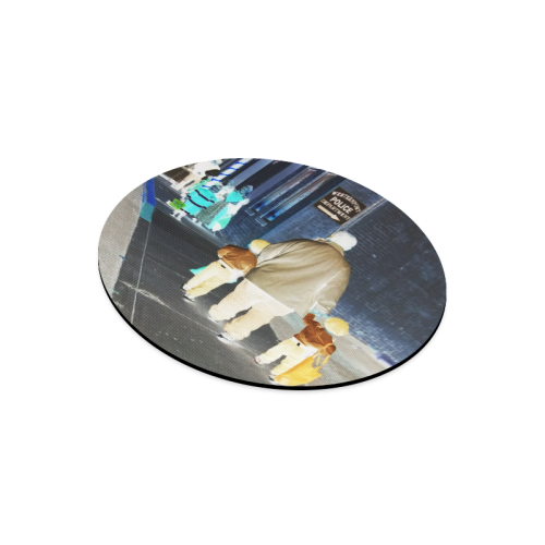 Ghosts roaming the street Round Mousepad