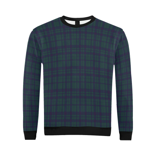 Green Plaid Rock Style All Over Print Crewneck Sweatshirt for Men (Model H18)
