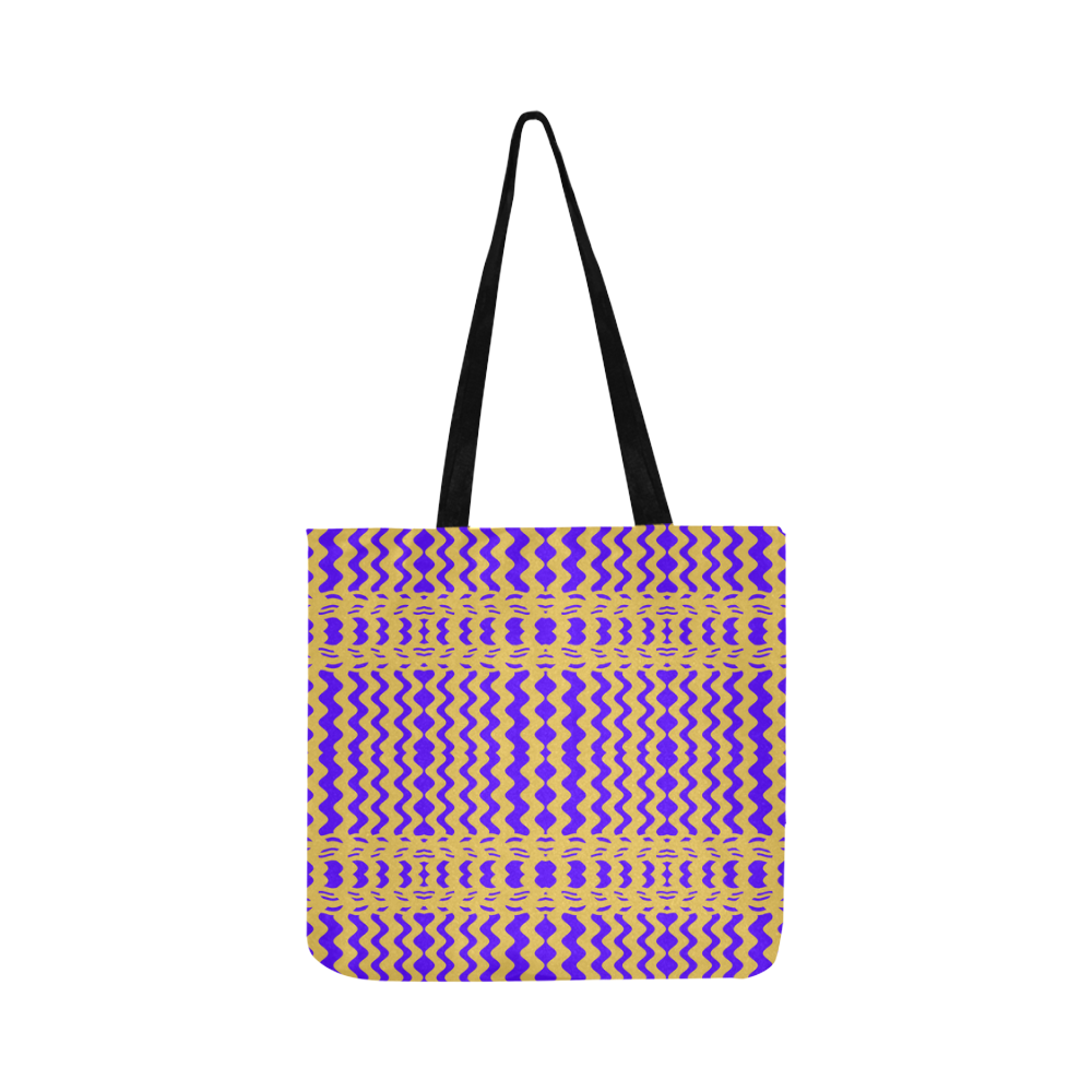Purple Yellow Modern  Waves Lines Reusable Shopping Bag Model 1660 (Two sides)