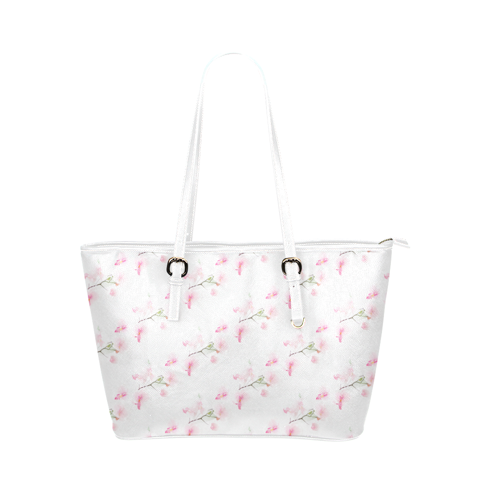 PATTERN ORCHIDÉES Leather Tote Bag/Large (Model 1651)