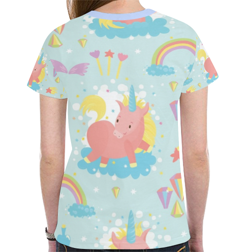 Unicorn And Rainbow Pattern New All Over Print T-shirt for Women (Model T45)