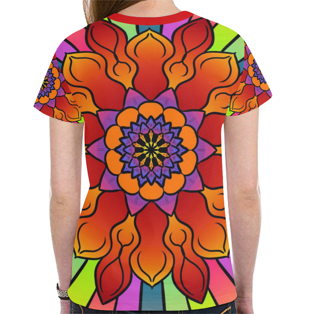 Floral rainbow New All Over Print T-shirt for Women (Model T45)