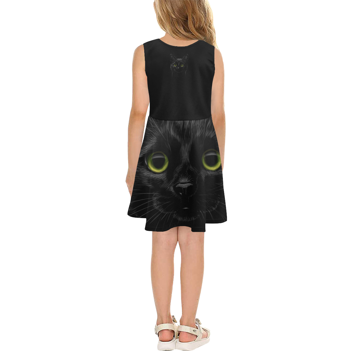 Black Cat Girls' Sleeveless Sundress (Model D56)