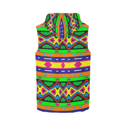 Distorted colorful shapes and stripes All Over Print Sleeveless Zip Up Hoodie for Men (Model H16)