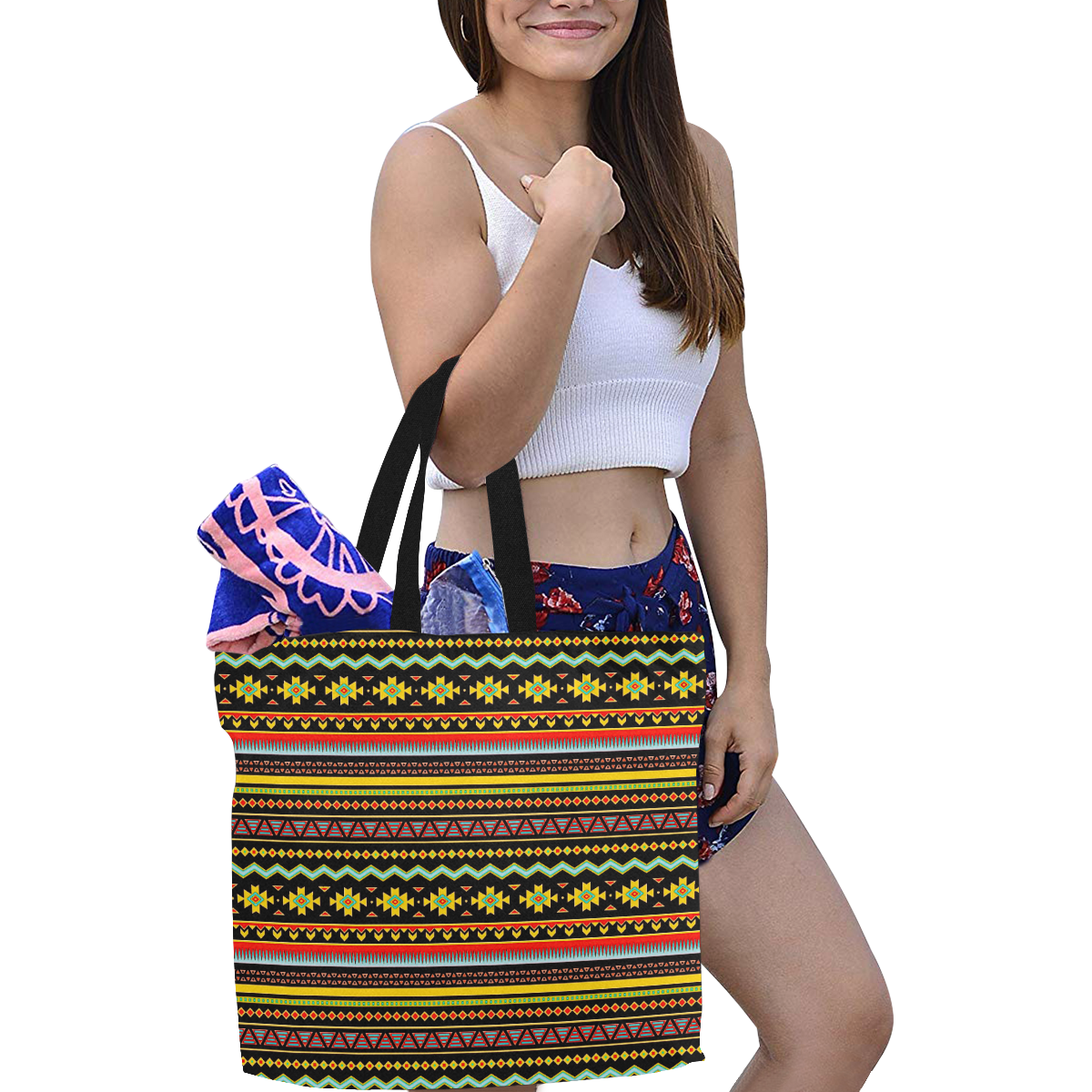 bright tribal All Over Print Canvas Tote Bag/Large (Model 1699)