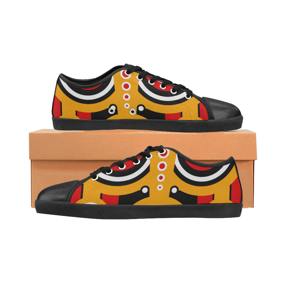 Red Yellow Tiki Tribal Canvas Shoes for Women/Large Size (Model 016)