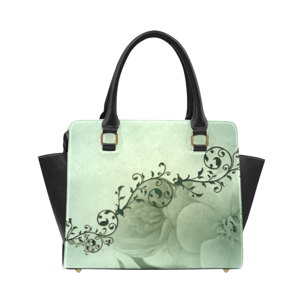 Wonderful flowers, soft green colors Classic Shoulder Handbag (Model 1653)