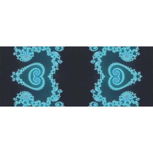 Sky Blue and Black Hearts Lace Fractal Abstract Gift Wrapping Paper 58"x 23" (1 Roll)