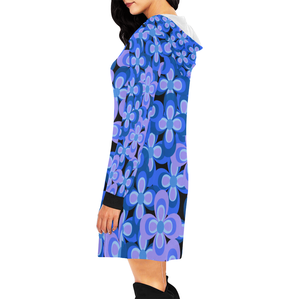 zappwaits flower t5 All Over Print Hoodie Mini Dress (Model H27)