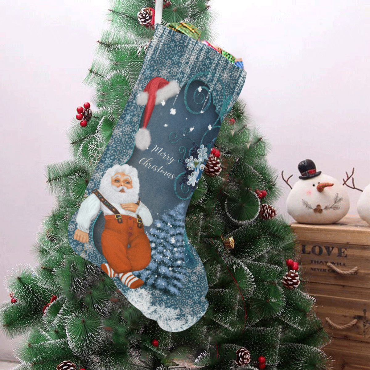 Funny Santa Claus Christmas Stocking (Without Folded Top)
